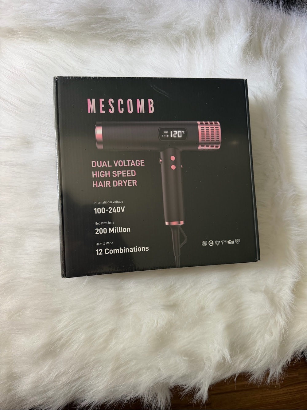 Pink & Black Dual Voltage High Speed Hair Dryer